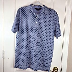 Brooks Brothers Men's Slim Fit Polo Shirt Size L Blue Cotton Linen Blend 3-Butto
